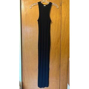 H&M BLACK KNIT RIBBED MIDI DRESS, SIZE: XS